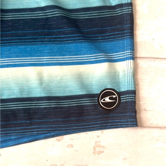 O’neill Men’s Size 36 Blue Stripes Board Shorts Swimsuit Swim Trunks Surf Beach - Picture 2 of 3